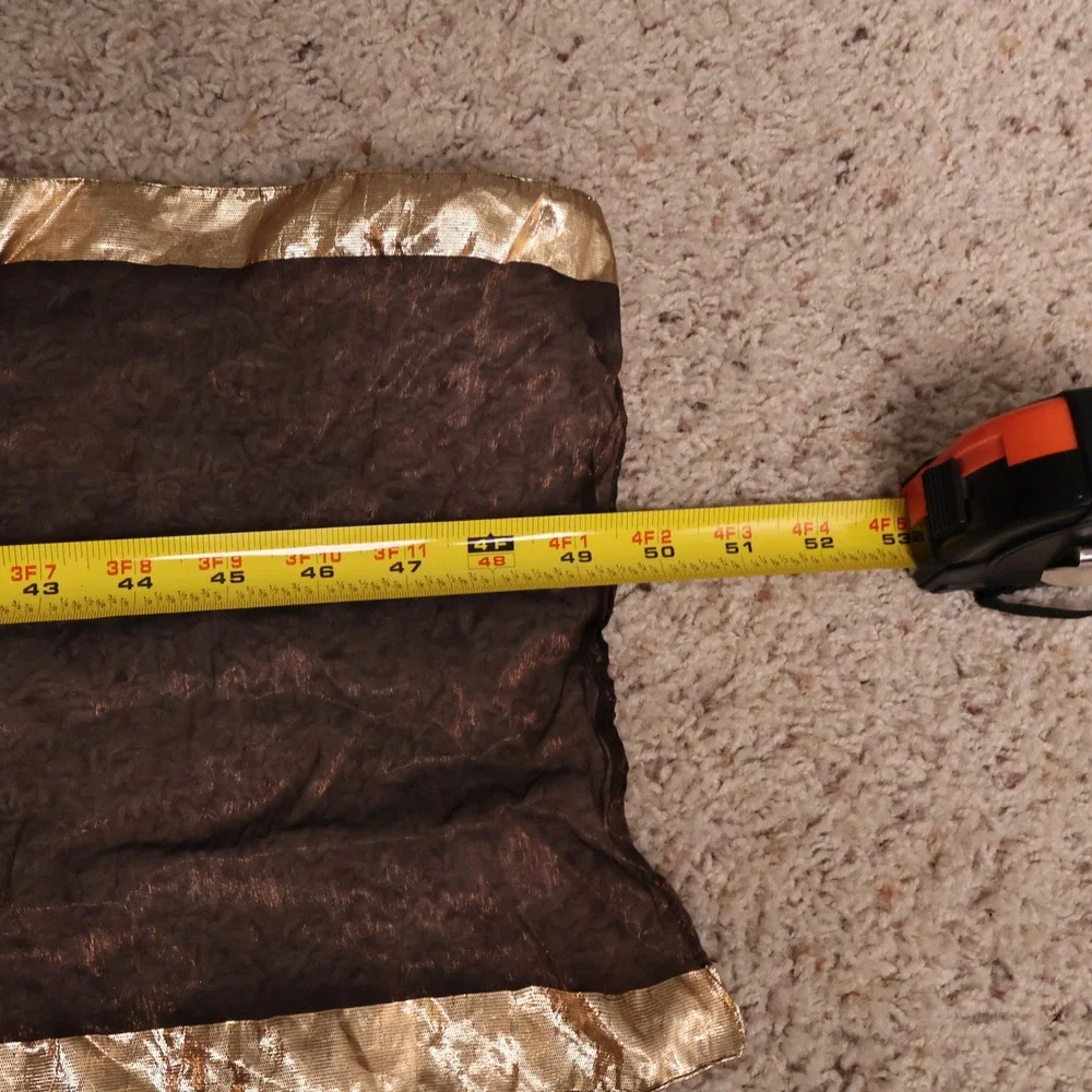 Vintage Sheer Bronze Brown Gold Metallic Rectangle Scarf Space Core Disco